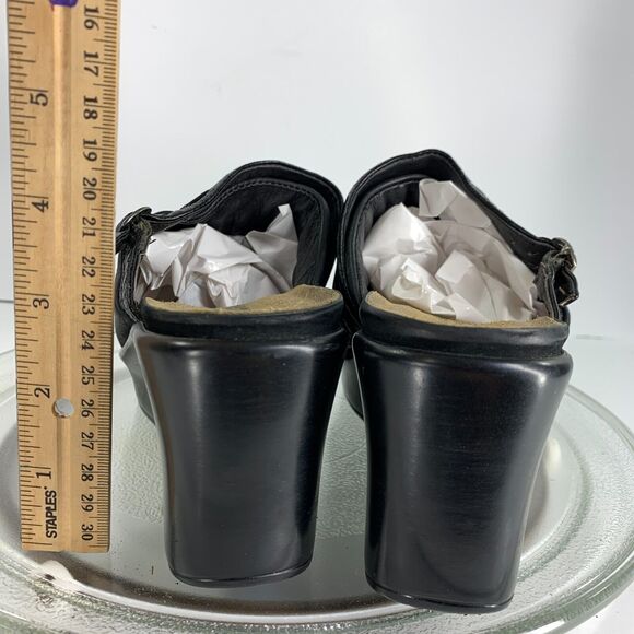 Womens Wedge Heels Naot Shoes Mule Boho Clogs Black Sz 8 Leather Slip On Buckle - Picture 7 of 13